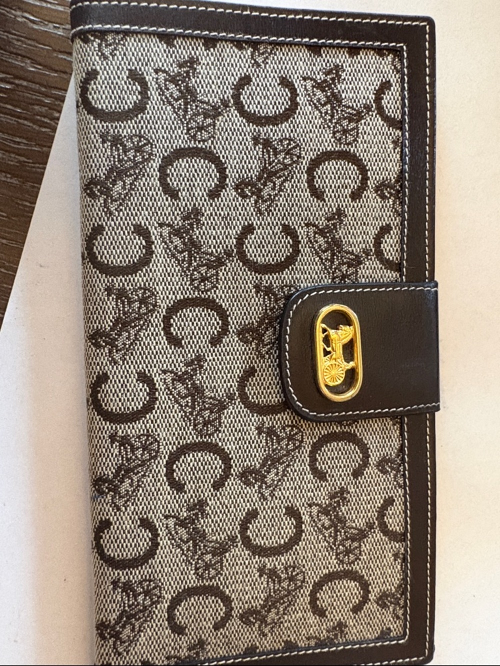 CELINE. Canvas & Leather Monogram Double sided Slim Bifold long wallet Mint - Picture 15 of 15